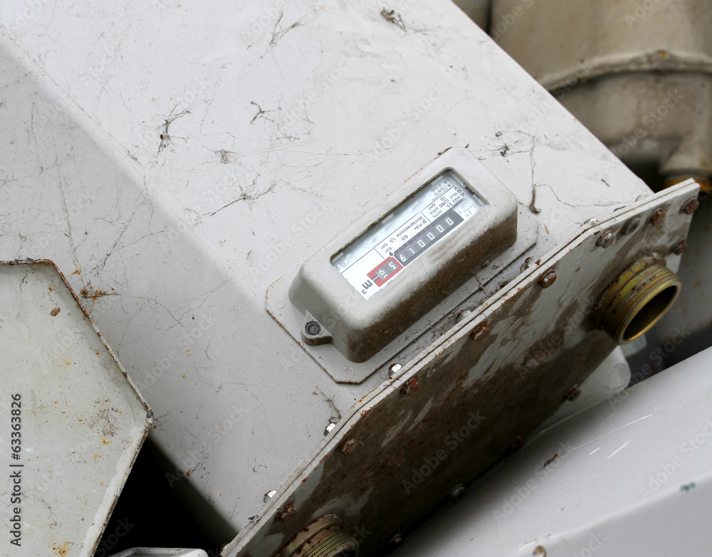 old gas meter of a failed company that doesn't pay the Bills Stock Photo Adobe Stock