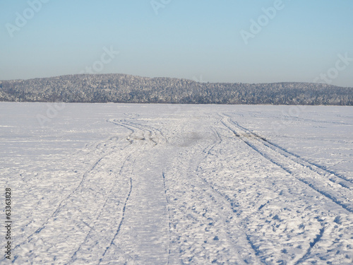 trails on the lake in winter © enskanto