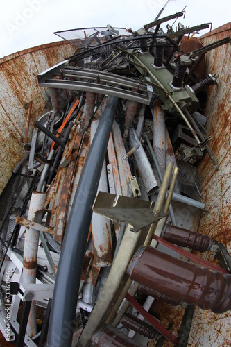 pipes and tubes, ferrous scrap iron in a container