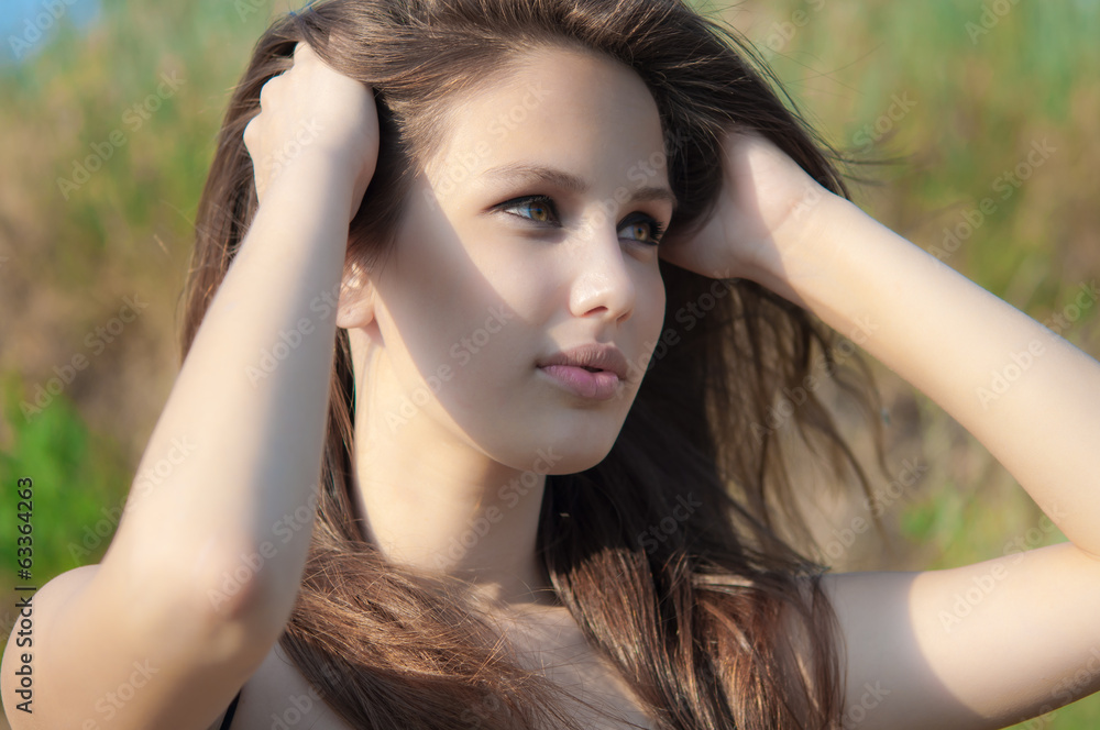 portrait of beautiful girl with long hair. portrait of beautiful girl with long hair.
