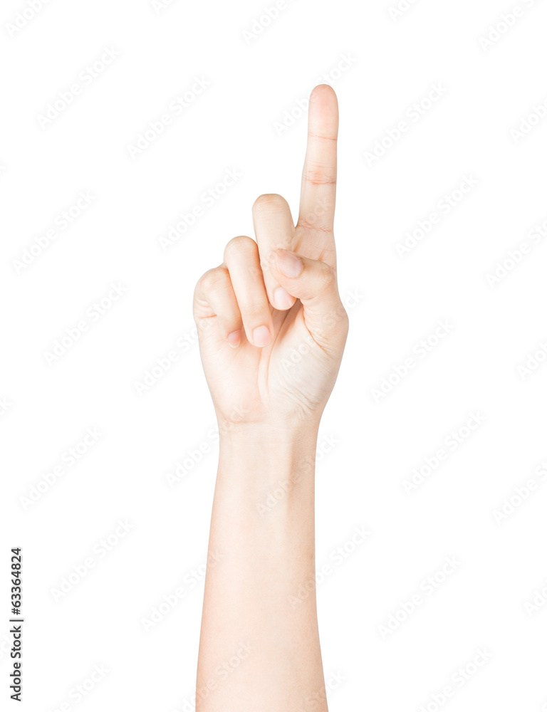 Woman hand touching virtual screen. Isolated on white. Woman hand touching virtual screen. Isolated on white.