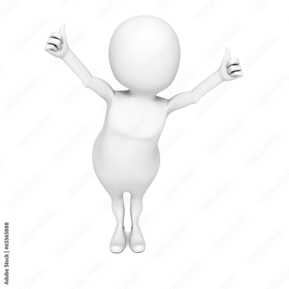 3d man showing thumbs up on white background 3d man showing thumbs up on white background