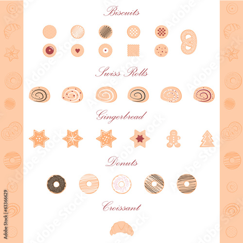 Vector illustration of pastry items