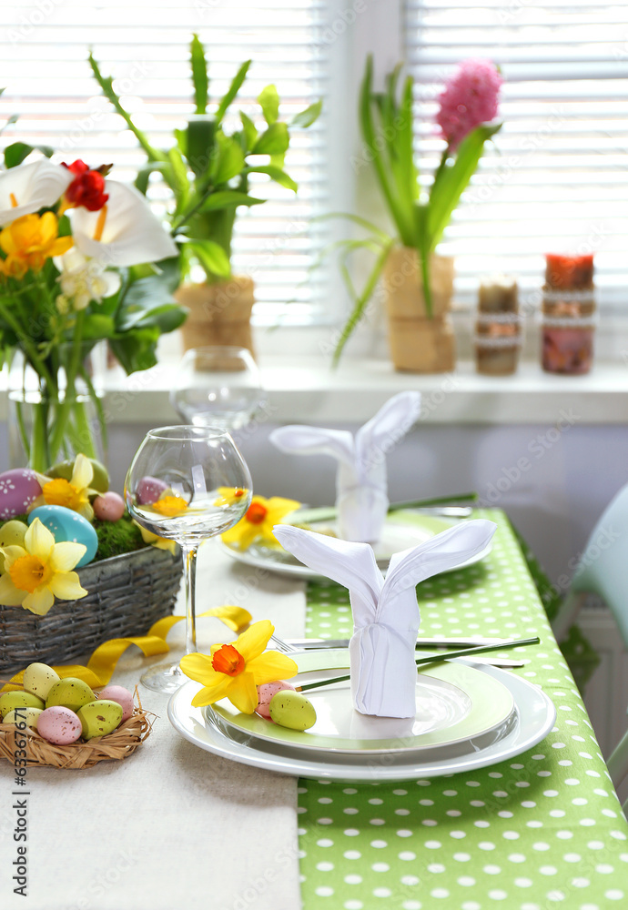 Beautiful holiday Easter table setting Beautiful holiday Easter table setting