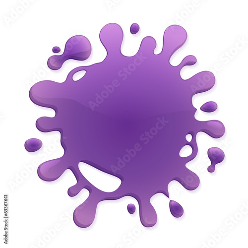 Purple blotch isolated on white background. Paint or juice spot.