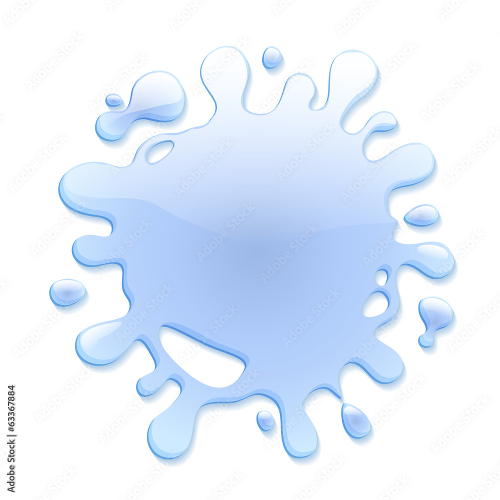Water blotch isolated on white background.