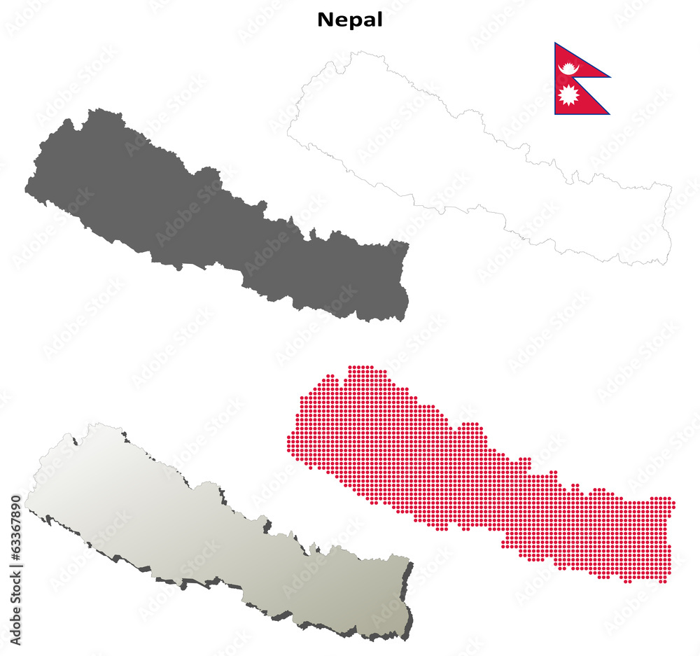 Blank detailed contour maps of Nepal Stock Vector | Adobe Stock