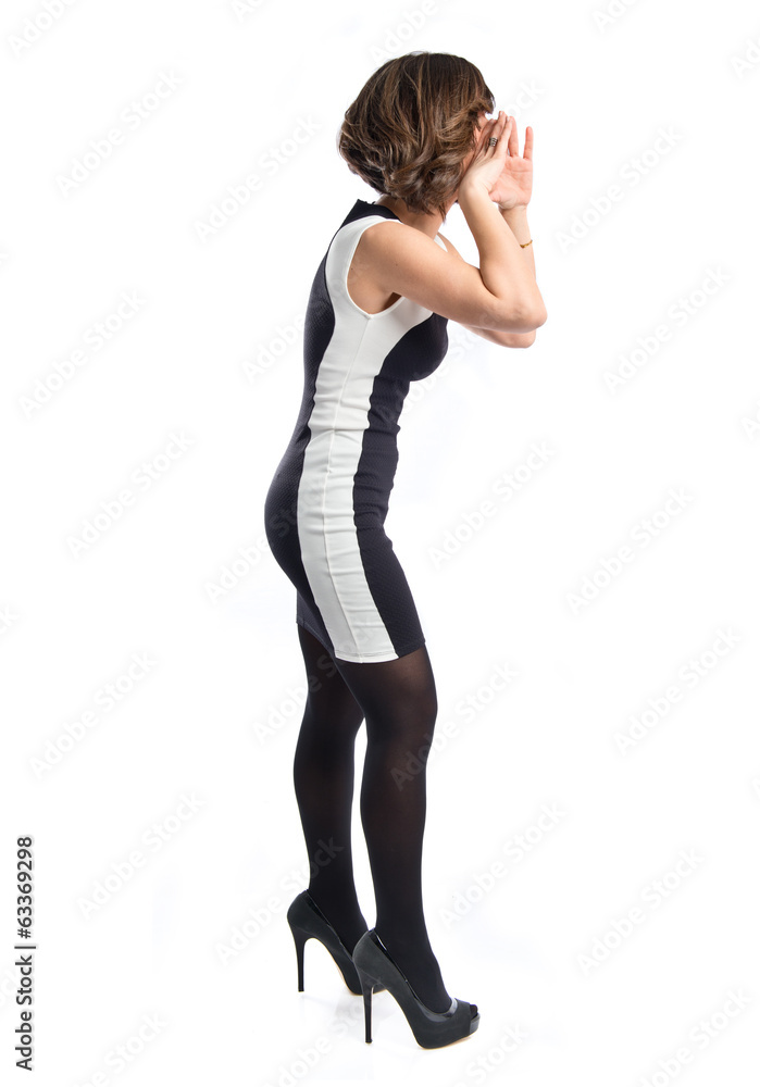 Adult girl shouting over isolated white background Adult girl shouting over isolated white background