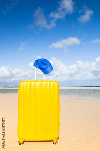 yellow trolley at the beach