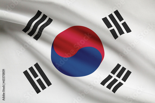 Series of ruffled flags. Republic of Korea.
