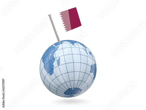 Globe with flag of qatar