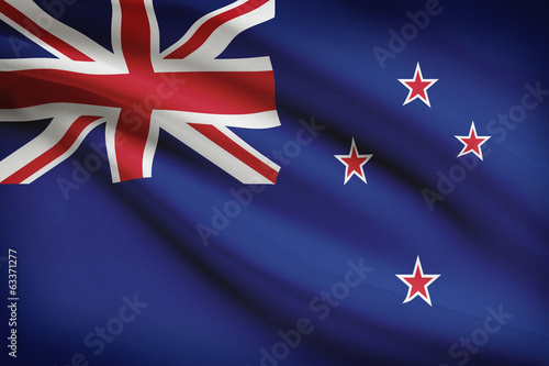 Series of ruffled flags. New Zealand.
