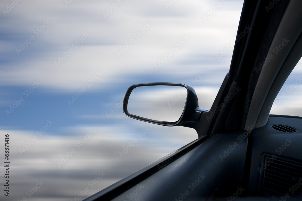Rear mirror with sky Rear mirror with sky