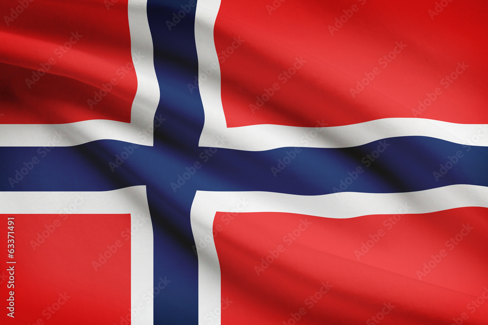 Fototapeta premium Series of ruffled flags. Kingdom of Norway.