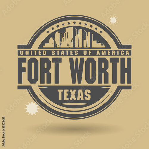 Stamp or label with text Fort Worth, Texas inside, vector