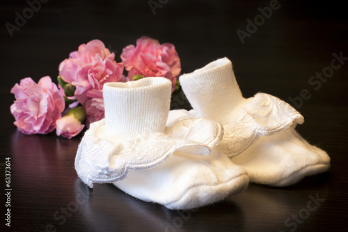 White baby booties