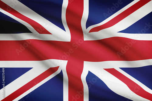 Series of ruffled flags. United Kingdom of Great Britain