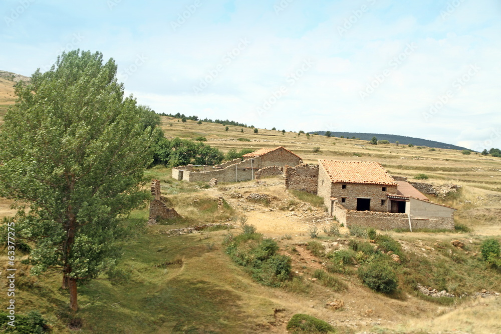 Old stone farms, Gudar mountains, Teruel,Spain