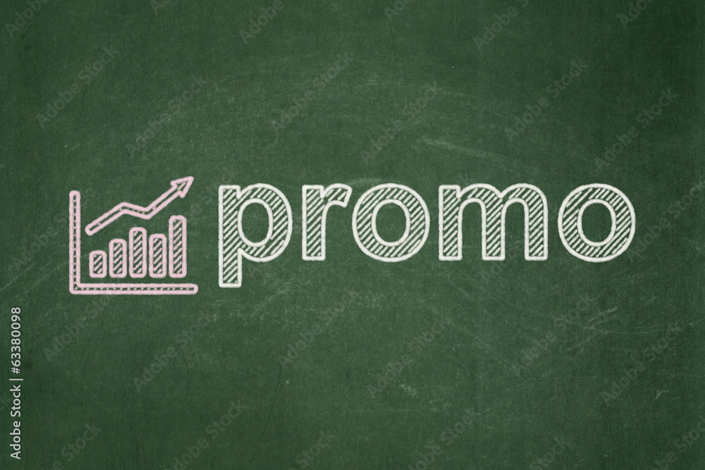 Obraz premium Marketing concept: Growth Graph and Promo on chalkboard