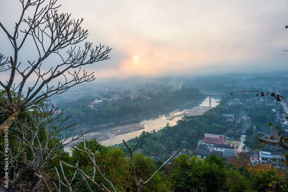 Sunrise viewpoint at luang prabang , laos