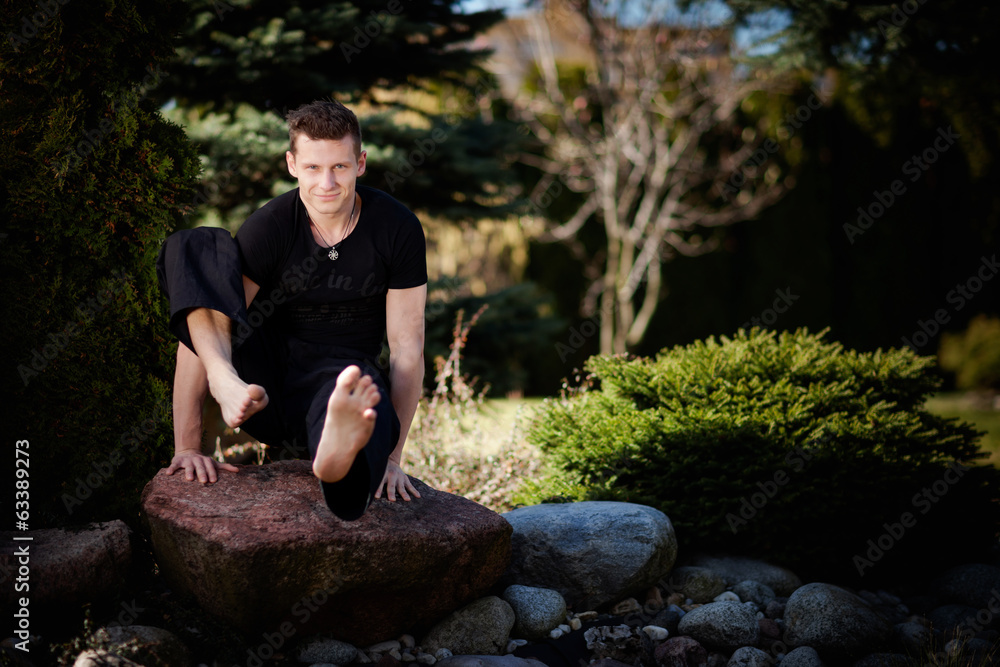 Outdoor yoga session in beautiful place