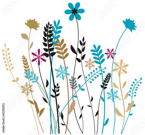 Color meadow grass isolated on white, vector illustration