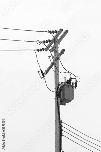 Black and white, Transformer on electric post