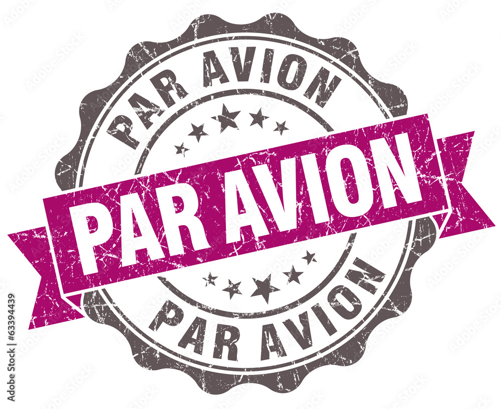 Par avion violet grunge retro style isolated seal Par avion violet grunge retro style isolated seal