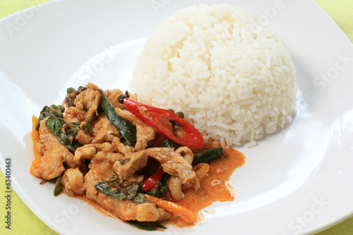 Chicken panang curry with rice