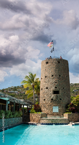 Bild auf Leinwand Tower of Blackbeard Castle in Saint Thomas, U.S. Virgin Islands