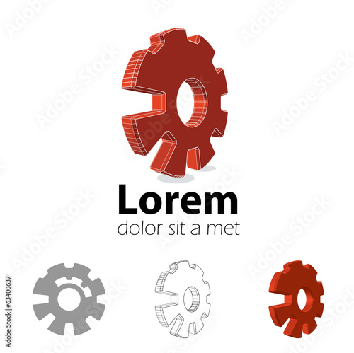 Gear logo 3d, eps 10 vector.
