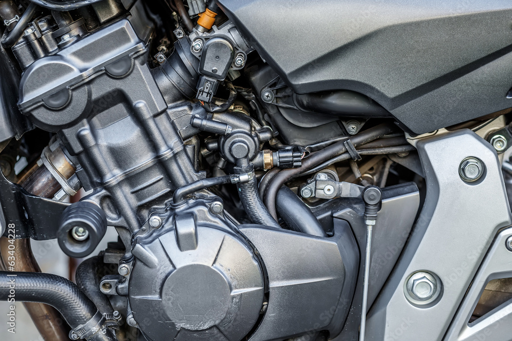 Obraz premium Motorcycle engine close-up detail background