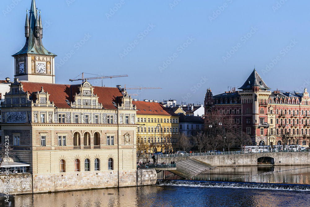 Fototapeta premium View to the Prague Old Town (Smetanovo Nabrezi)