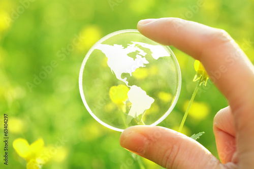 Glass earth in flowers