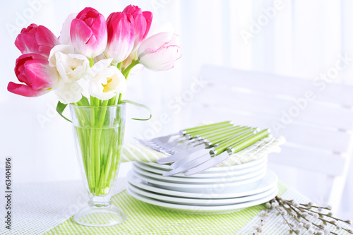 Fototapeta Naklejka Na Ścianę i Meble -  Composition with plates and cutlery