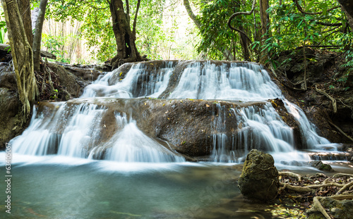 Hauy Mae Khamin waterfall in Deep forest