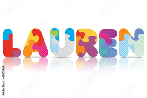 Vector LAUREN written with alphabet puzzle