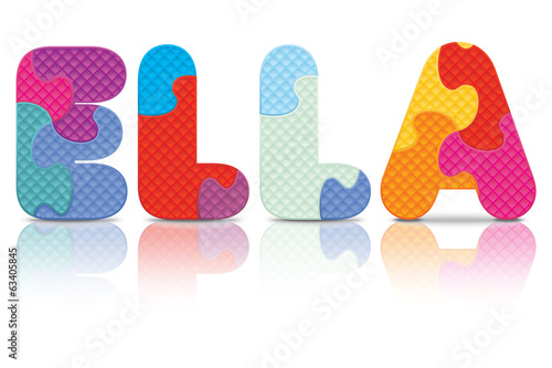 Vector ELLA written with alphabet puzzle
