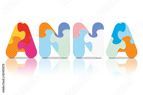 Vector ANNA written with alphabet puzzle