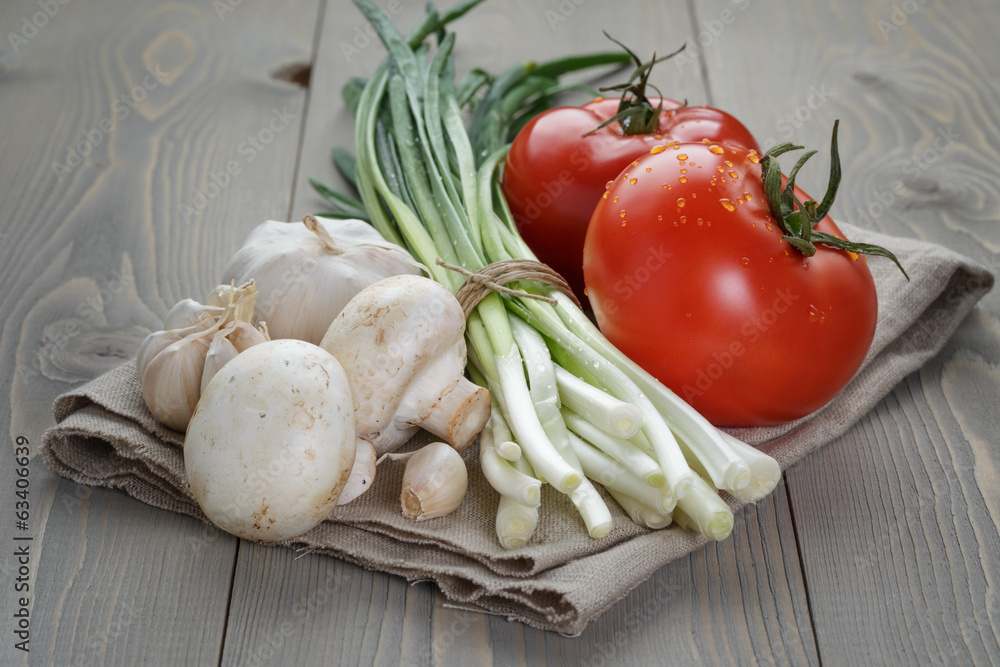 fresh vegetables on napkin fresh vegetables on napkin