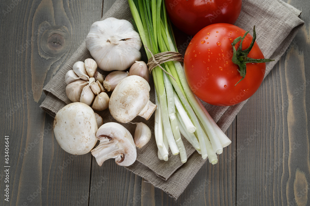fresh vegetables on napkin fresh vegetables on napkin