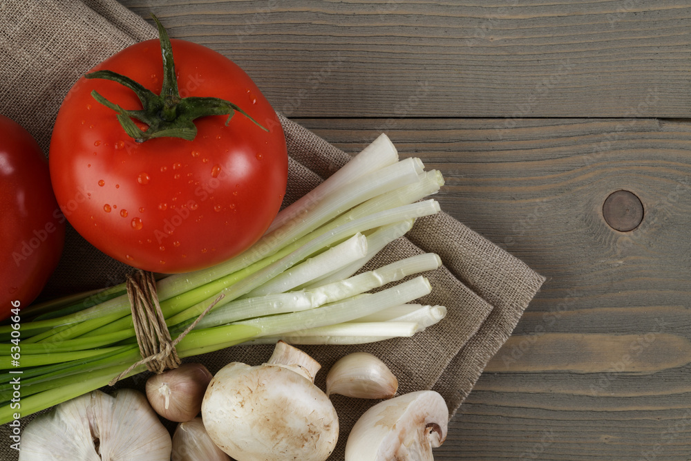 fresh vegetables on napkin fresh vegetables on napkin