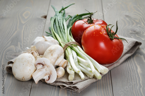 fresh vegetables on napkin