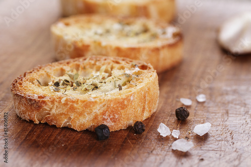 crostini with olive oil and garlic photo