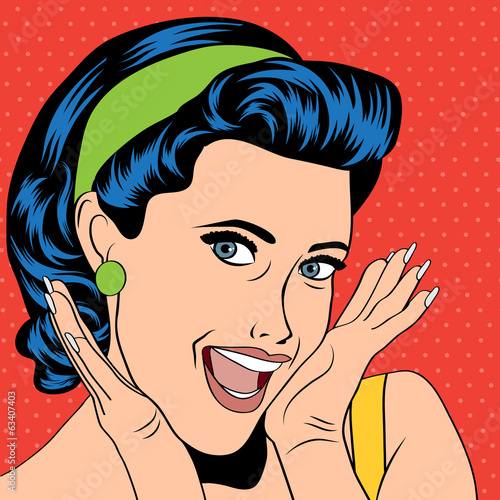 popart retro woman in comics style