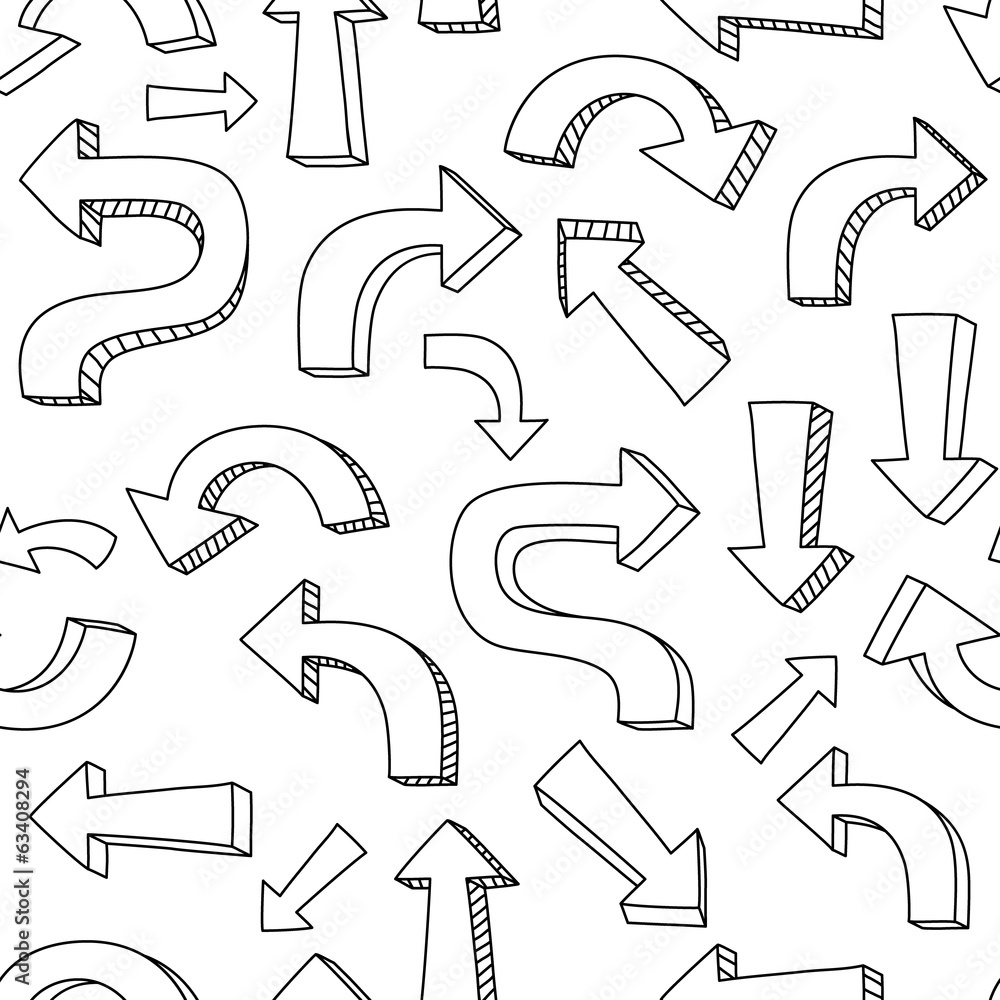 Sketchy black and white arrows and pointers seamless pattern Sketchy black and white arrows and pointers seamless pattern