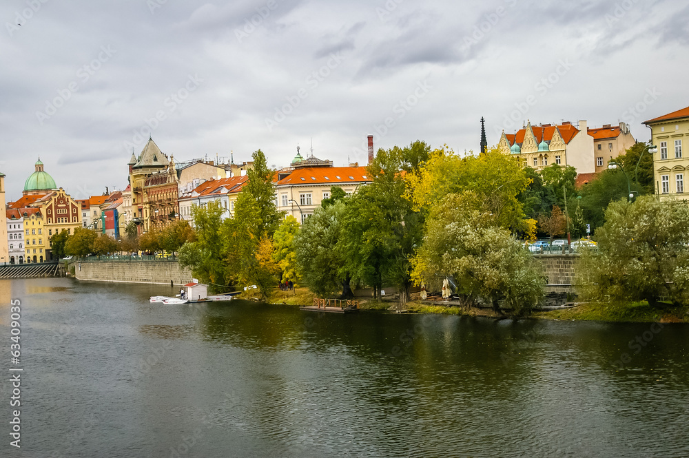 View on embankment in Prague View on embankment in Prague