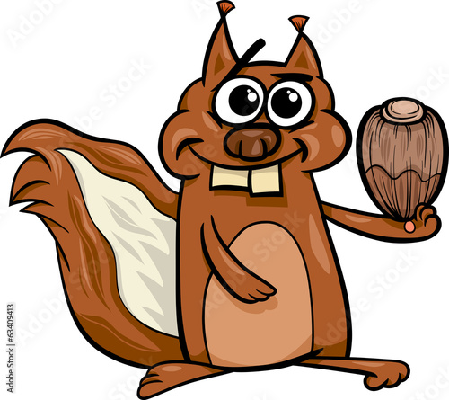 squirrel with nut cartoon illustration