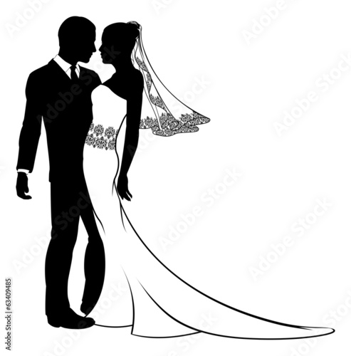 Bride and groom silhouette