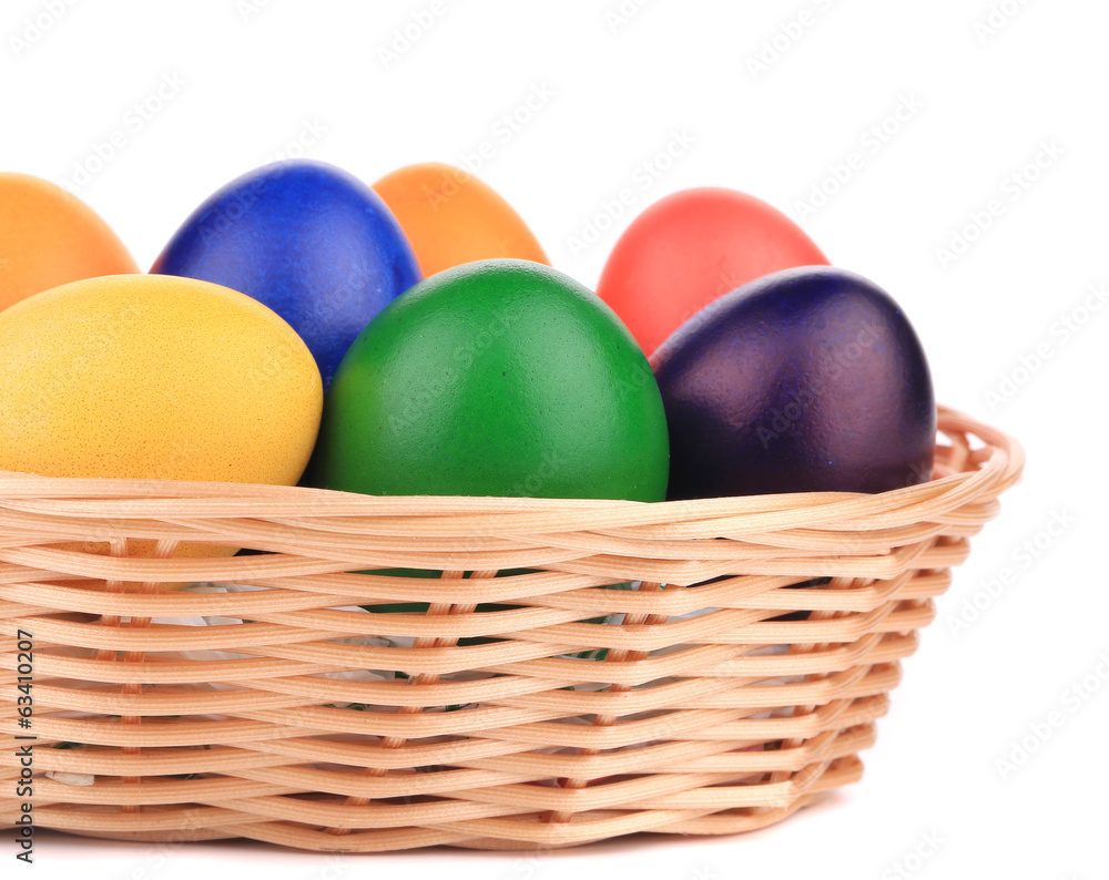Easter eggs and basket isolated. Easter eggs and basket isolated.